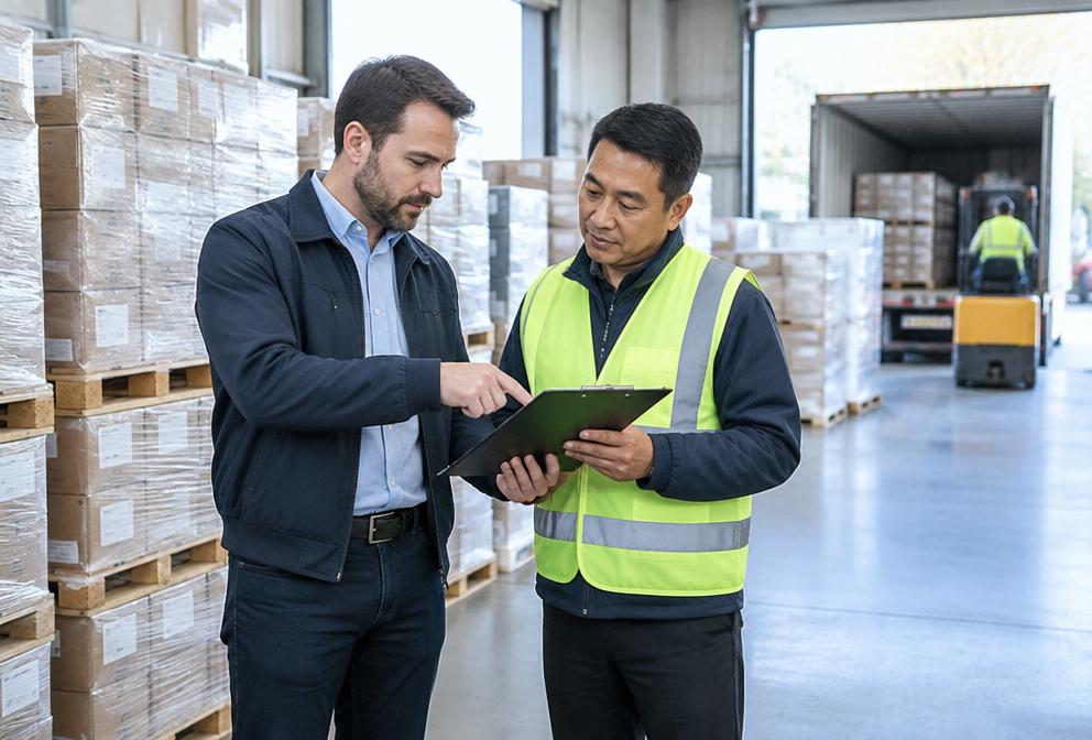 Supplier and buyer planning a product delivery