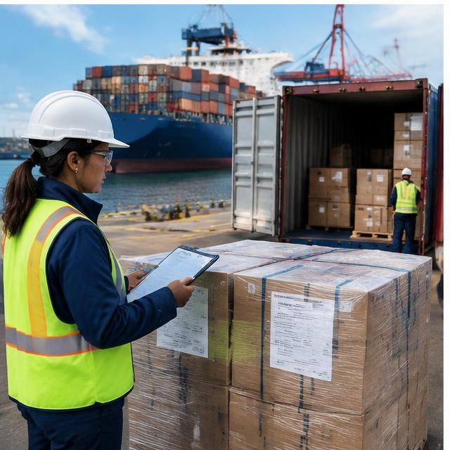 Import goods at port